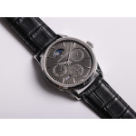 Master Ultra Thin Perpetual Calendar SS 1:1 Best Edition Gray&Black&White Dials Black Leather Strap A868 V2 V9F