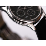 Master Ultra Thin Perpetual Calendar SS 1:1 Best Edition Gray&Black&White Dials Black Leather Strap A868 V2 V9F