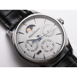 Master Ultra Thin Perpetual Calendar SS 1:1 Best Edition Gray&Black&White Dials Black Leather Strap A868 V2 V9F