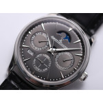 Master Ultra Thin Perpetual Calendar SS 1:1 Best Edition Gray&Black&White Dials Black Leather Strap A868 V2 V9F