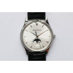 Master Ultra Thin Moon 1368420 SS 1:1 Best Edition White Dial on Black Leather Strap A925 ZF