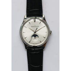 Master Ultra Thin Moon 1368420 SS 1:1 Best Edition White Dial on Black Leather Strap A925 ZF