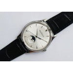 Master Ultra Thin Moon 1368420 SS 1:1 Best Edition White Dial on Black Leather Strap A925 ZF