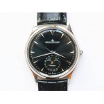 Master Ultra Thin Moon 1368420 SS 1:1 Best Edition Black Dial on Black Leather Strap A925 ZF