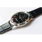 Master Ultra Thin Moon 1368420 SS 1:1 Best Edition Black Dial on Black Leather Strap A925 ZF