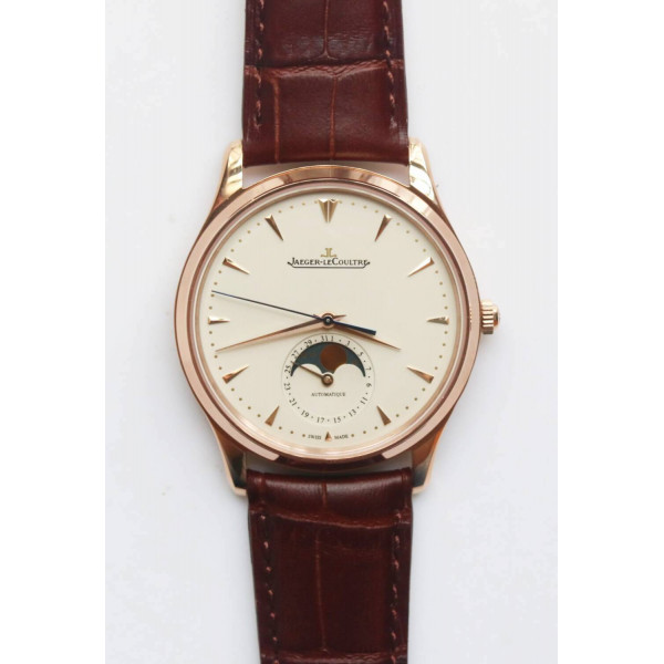 Master Ultra Thin Moon 1362520 RG 1:1 Best Edition White Dial on Brown Leather Strap A925 ZF