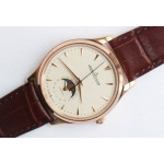 Master Ultra Thin Moon 1362520 RG 1:1 Best Edition White Dial on Brown Leather Strap A925 ZF