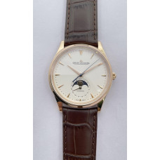 Master Ultra Thin Moon 1362520 RG 1:1 Best Edition White Dial on Brown Leather Strap GF A925