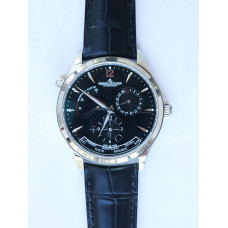 Master Geographic Real PR SS 1:1 Best Edition Black Dial on Black Leather Strap A939 ZF