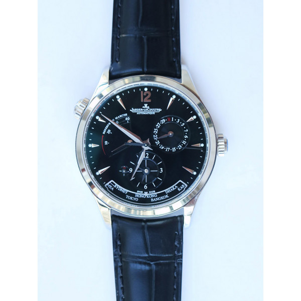 Master Geographic Real PR SS 1:1 Best Edition Black Dial on Black Leather Strap A939 ZF