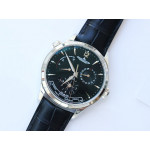 Master Geographic Real PR SS 1:1 Best Edition Black Dial on Black Leather Strap A939 ZF