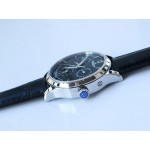 Master Geographic Real PR SS 1:1 Best Edition Black Dial on Black Leather Strap A939 ZF