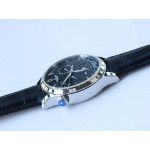 Master Geographic Real PR SS 1:1 Best Edition Black Dial on Black Leather Strap A939 ZF