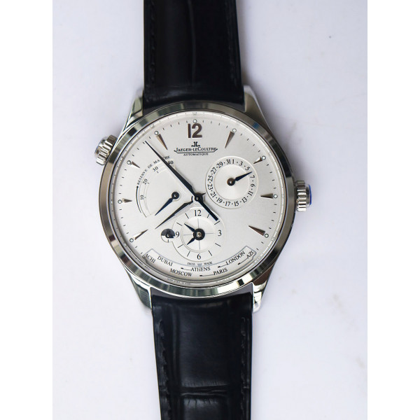 Master Geographic Real PR SS 1:1 Best Edition White Dial on Black Leather Strap A939 ZF