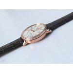 Rendez-Vous Moon Medium RG 1:1 Best Edition White Textured Dial Diamonds Bezel Brown Leather Strap A935 ZF