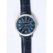 Rendez-Vous Night & Day SS 1:1 Best Edition Blue Textured Dial Diamonds Bezel on Blue Leather Strap A898 ZF