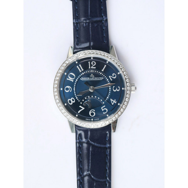 Rendez-Vous Night & Day SS 1:1 Best Edition Blue Textured Dial Diamonds Bezel on Blue Leather Strap A898 ZF