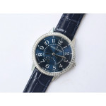 Rendez-Vous Night & Day SS 1:1 Best Edition Blue Textured Dial Diamonds Bezel on Blue Leather Strap A898 ZF