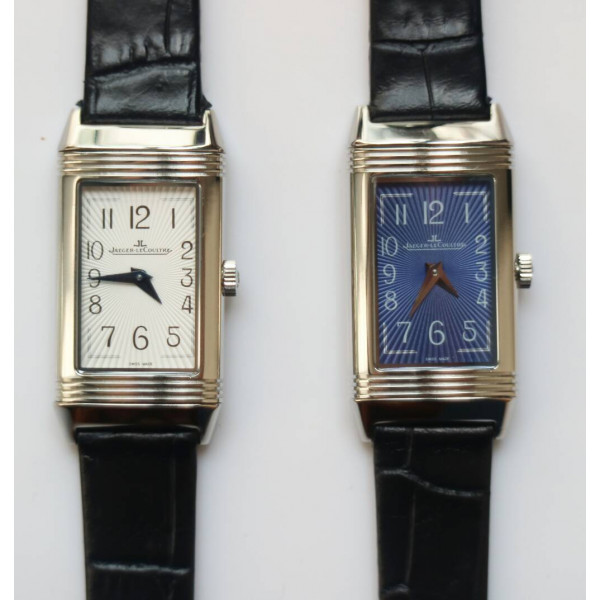 Reverso Ladies SS White&Blue Dials Leather Strap Japan Quartz