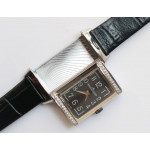 Reverso Ladies SS Diamonds Bezel  White&Blue&Black Dials Leather Strap Japan Quartz