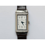 Reverso Ladies SS Diamonds Bezel  White&Blue&Black Dials Leather Strap Japan Quartz