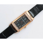 Reverso Ladies RG Diamonds Bezel  White&Black Dials Leather Strap Japan Quartz