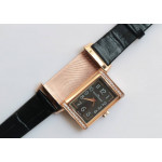 Reverso Ladies RG Diamonds Bezel  White&Black Dials Leather Strap Japan Quartz