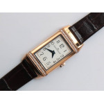 Reverso Ladies RG Diamonds Bezel  White&Black Dials Leather Strap Japan Quartz