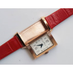 Reverso Ladies RG  Red&White&Blue Dials Leather Strap Japan Quartz