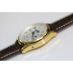 Master Moonphase Chronograph YG 40mm White Textured Dial Brown Leather Strap A7751