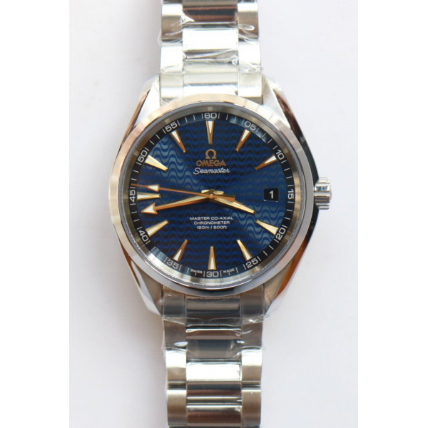 Aqua Terra 150M SS 1:1 Best Edition Blue Wave Textured Dial on SS Bracelet VSF A8500 Super Clone