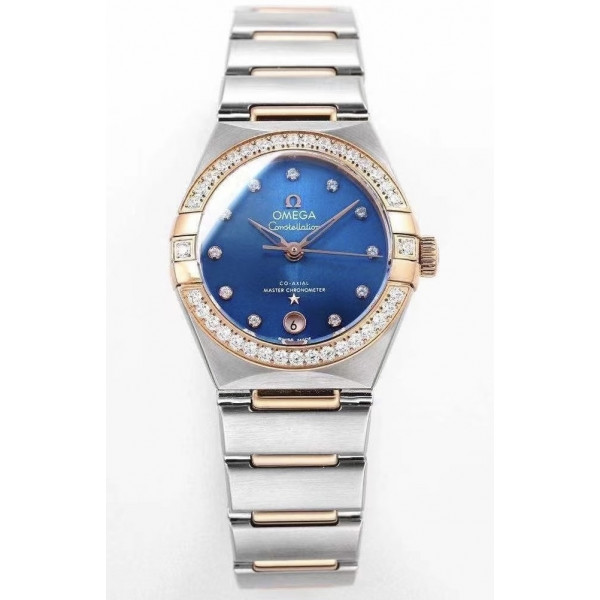 Constellation 29mm Diamonds Bezel RG/SS Blue Dial Bracelet TWSF A8700