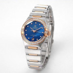 Constellation 29mm Diamonds Bezel RG/SS Blue Dial Bracelet TWSF A8700