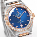 Constellation 29mm Diamonds Bezel RG/SS Blue Dial Bracelet TWSF A8700