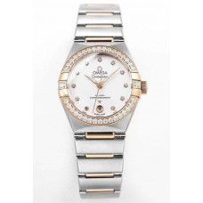 Constellation 29mm Diamonds Bezel RG/SS White Dial Bracelet TWSF A8700