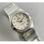 Constellation Ladies 27mm SS Diamonds Bezel White MOP Dial Bracelet  Swiss Quartz