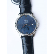 De Ville Prestige Real PR SS 1:1 Best Edition Blue Dial Leather Strap MIYOTA 9015 ZF