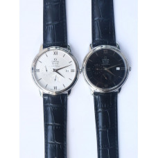 De Ville Prestige Real PR SS 1:1 Best Edition Black&White Dial SS Markers Leather Strap MIYOTA 9015 ZF
