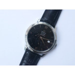 De Ville Prestige Real PR SS 1:1 Best Edition Black&White Dial SS Markers Leather Strap MIYOTA 9015 ZF