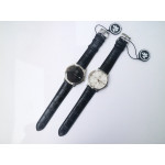 De Ville Prestige Real PR SS 1:1 Best Edition Black&White Dial SS Markers Leather Strap MIYOTA 9015 ZF