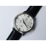 De Ville Prestige Real PR SS 1:1 Best Edition White Dial Blue Markers Leather Strap MIYOTA 9015 ZF