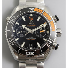 Planet Ocean Master Chronometer SS Black/Orange Polished Bezel Black Dial on SS Bracelet A9900 V4 OMF