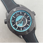 Planet Ocean 45.5mm GMT Worldtimer Real Ceramic 1:1 Best Edition Black/blue Dial On Black Rubber Strap VSF Super Clone 8938 