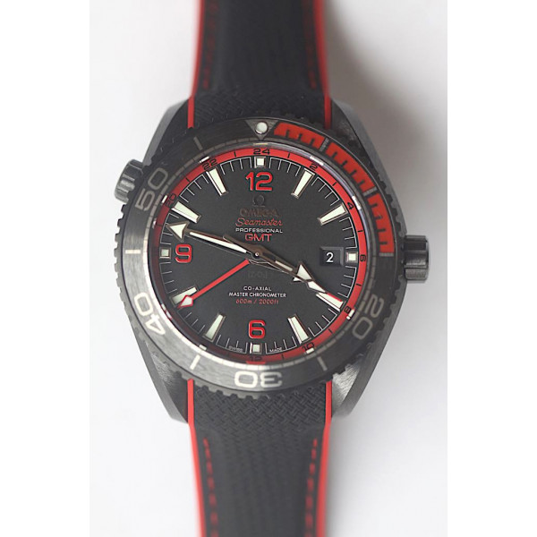 Planet Ocean 45.5mm Deep Black red Real Ceramic 1:1 Best Edition on Black Nylon Strap A8906 Super Clone VSF