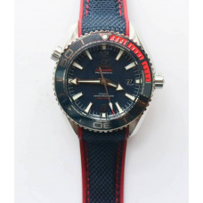 Pyeong Chang 2018 43.5mm SS Blue/Red Bezel Best Edition Blue Dial on Blue Nylon Strap A8900 OMF