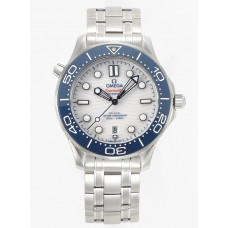 Seamaster Diver 300M Tokyo 2020 1:1 Best Edition Blue Ceramic Bezel White Dial Bracelet VSF A8800