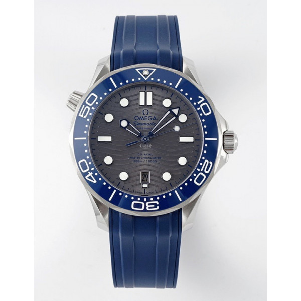 Seamaster Diver 300M 1:1 Best Edition Blue Ceramic Bezel Grey Dial Rubber Strap ZF A8800