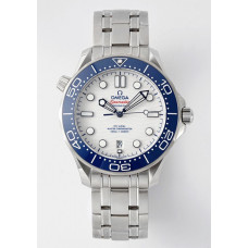 Seamaster Diver 300M 1:1 Best Edition Blue Ceramic Bezel White Dial Bracelet ZF A8800