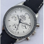 Speedmaster SS Snoopy 1:1 Best Edition White Dial Black Nylon Strap Manual Winding Chrono Movement OMF 