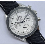 Speedmaster SS Snoopy 1:1 Best Edition White Dial Black Nylon Strap Manual Winding Chrono Movement OMF 